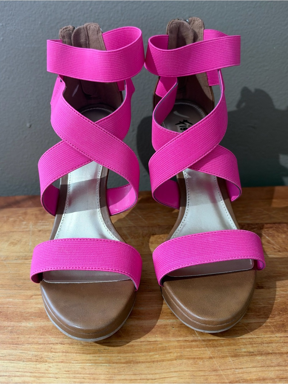 Pink Elastic Strap, Open Toe Heels, Vintage-inspired, Party Shoe, Size 7 💖